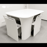 Trueliving  Classy White Luxurious Dinning Table H 30 x W 45 x D 35; Chair : H 34 x W 18 x D 18